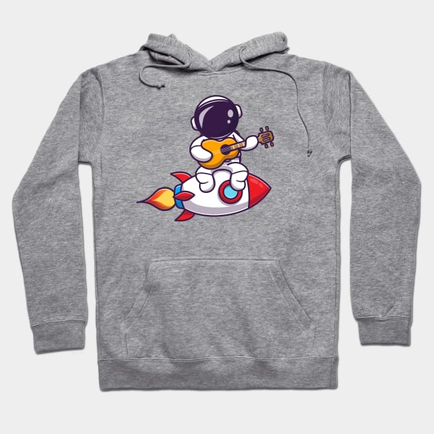 Cute Astronaut Playing Guitar On Rocket Hoodie by Catalyst Labs